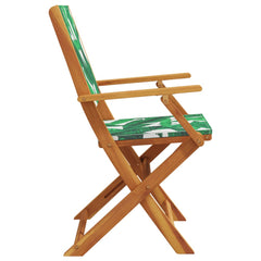 Folding Chairs Fabric Solid Wood Leaf pattern