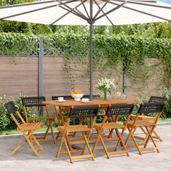 Folding Chairs Poly Rattan and Solid Wood Black 8