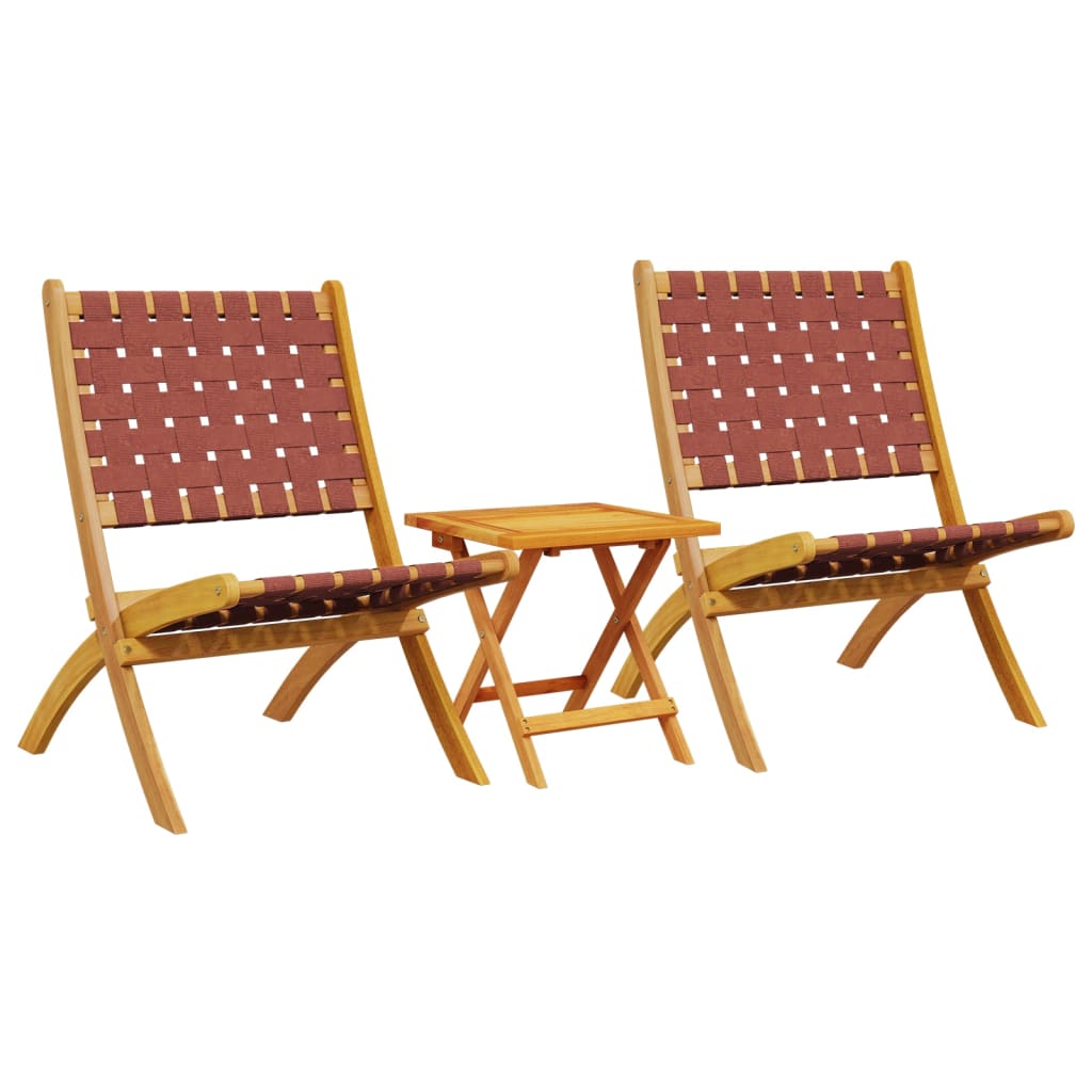 Folding Chairs 2 pcs Solid Wood Red With table