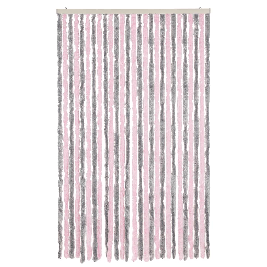 vidaXL Fly Curtain Silver Grey and Pink 118x220 cm Chenille 3