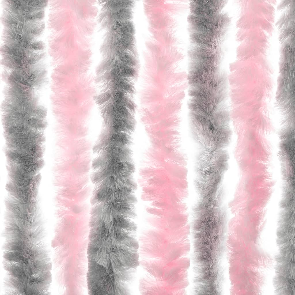 vidaXL Fly Curtain Silver Grey and Pink 118x220 cm Chenille 5