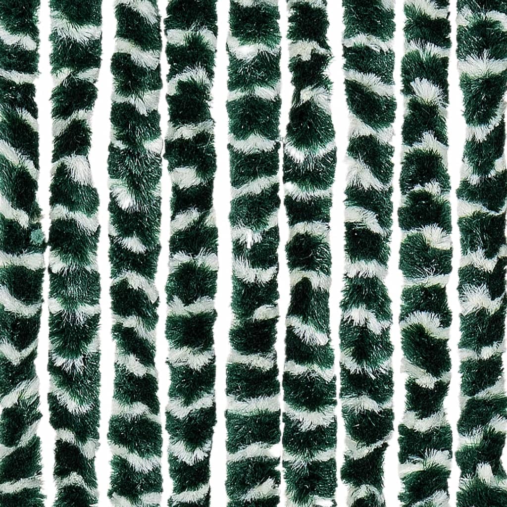 vidaXL Fly Curtain Green and White 118x220 cm Chenille 5