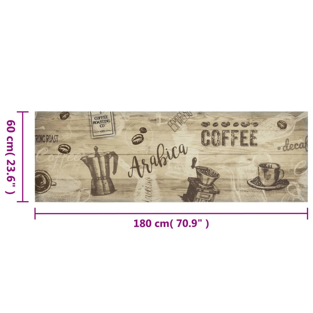 vidaXL Kitchen Rug | Coffee Brown | Velvet_Top:100% Polyamide; Latex_Backing 5