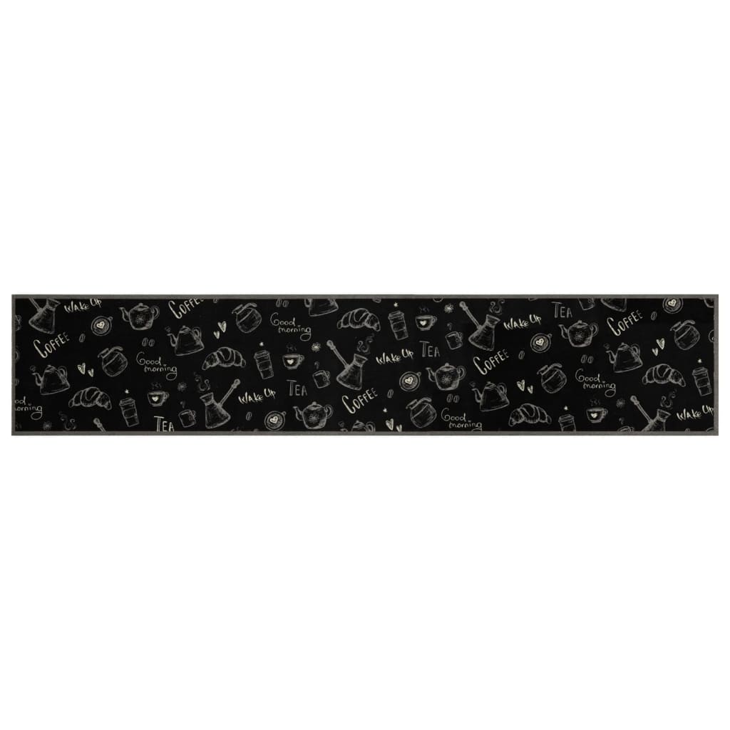 vidaXL Kitchen Rug Washable Morning Black 60x300 cm Velvet 2