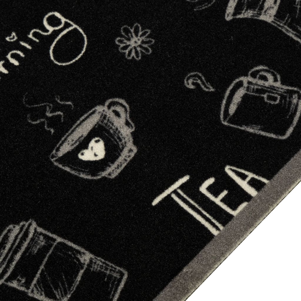 vidaXL Kitchen Rug Washable Morning Black 60x300 cm Velvet 3