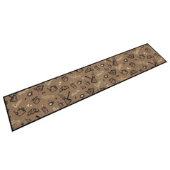 vidaXL Kitchen Rug Washable Morning Brown 60x300 cm Velvet 1