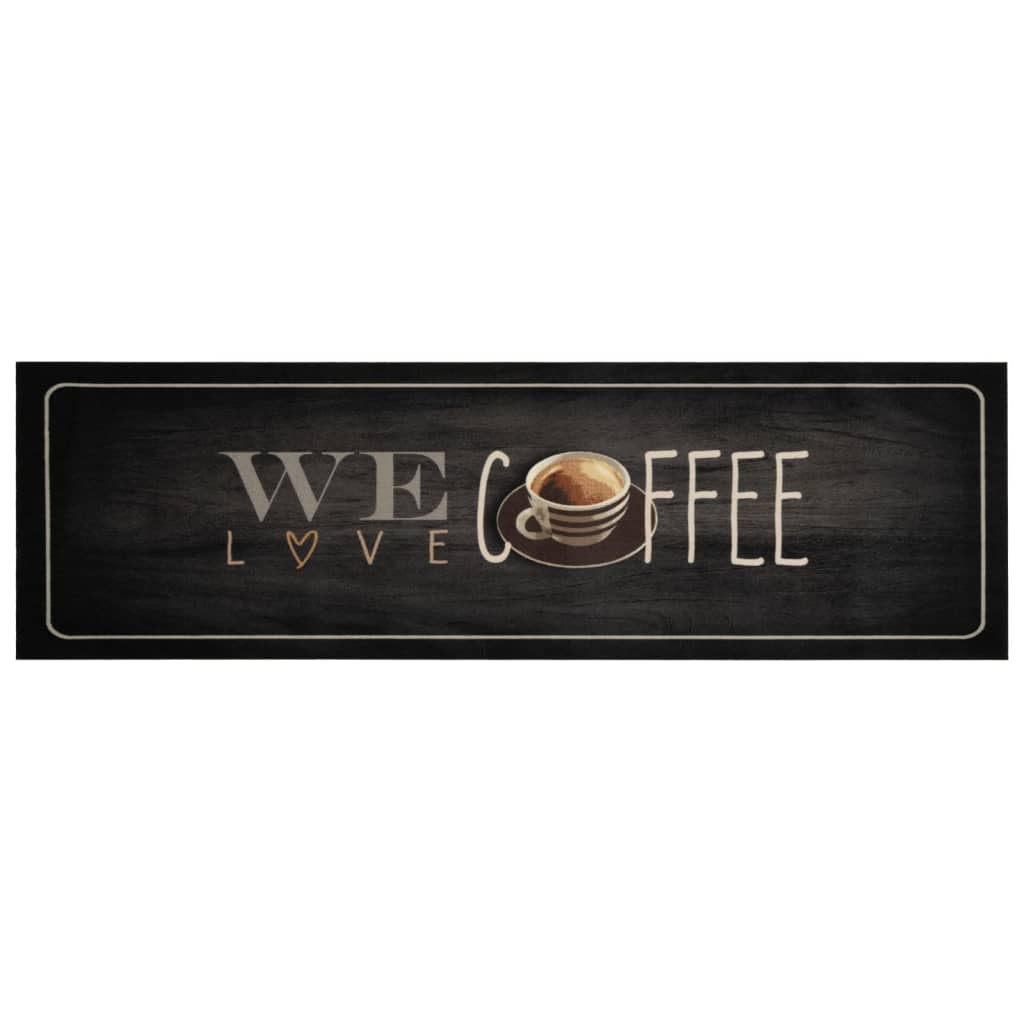 vidaXL Kitchen Rug Washable Coffee Text 45x150 cm Velvet 2