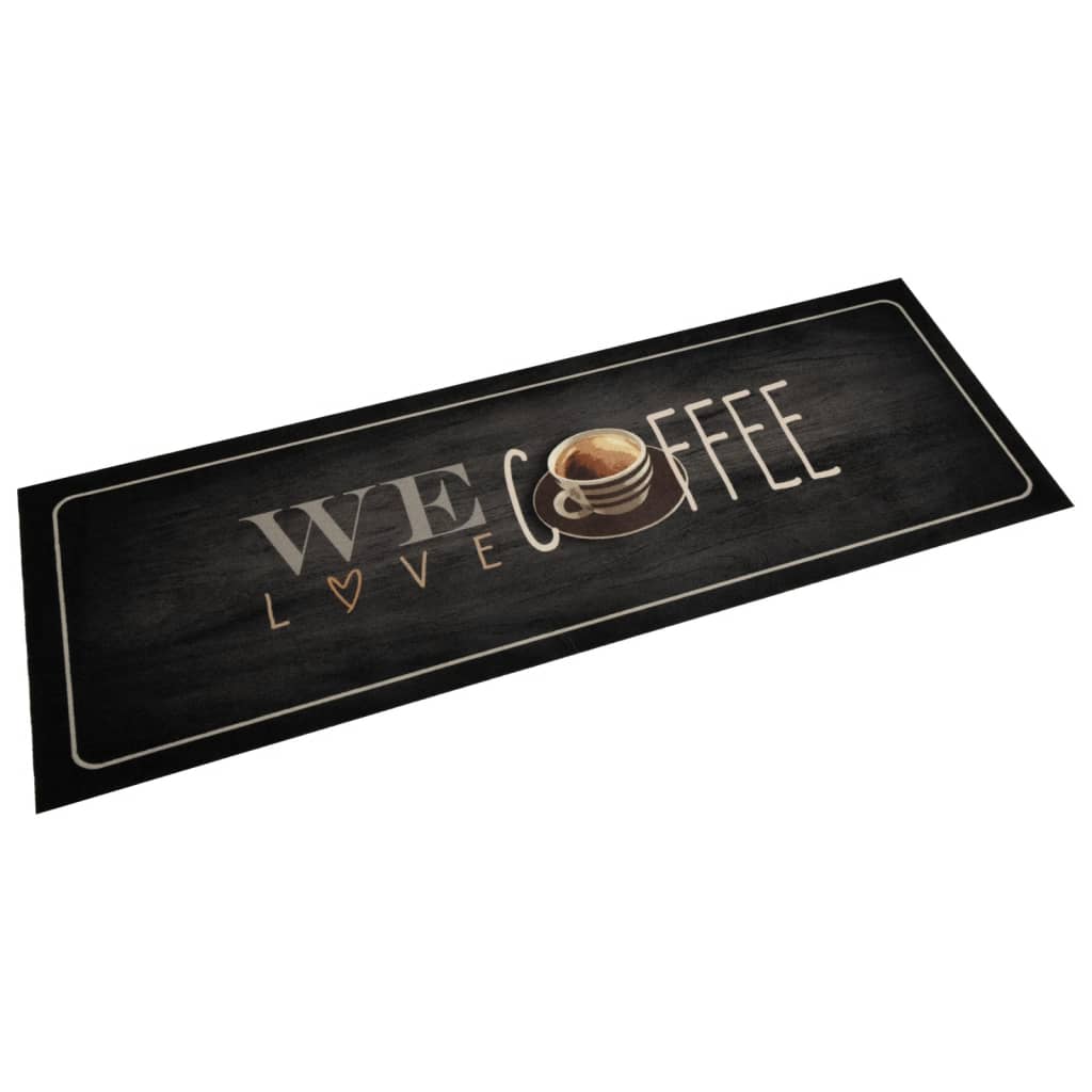 vidaXL Kitchen Rug Washable Coffee Text 60x180 cm Velvet 1
