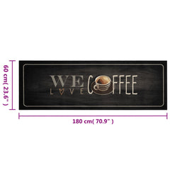 vidaXL Kitchen Rug Washable Coffee Text 60x180 cm Velvet 5