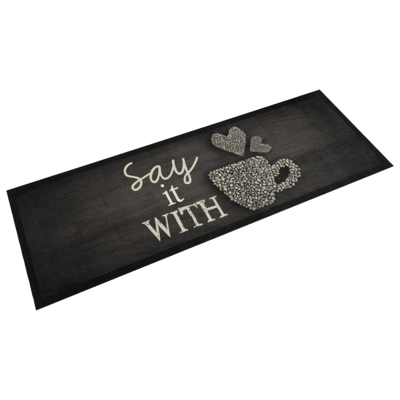 Kitchen Rug Washable Cup Black 60x180 cm Velvet