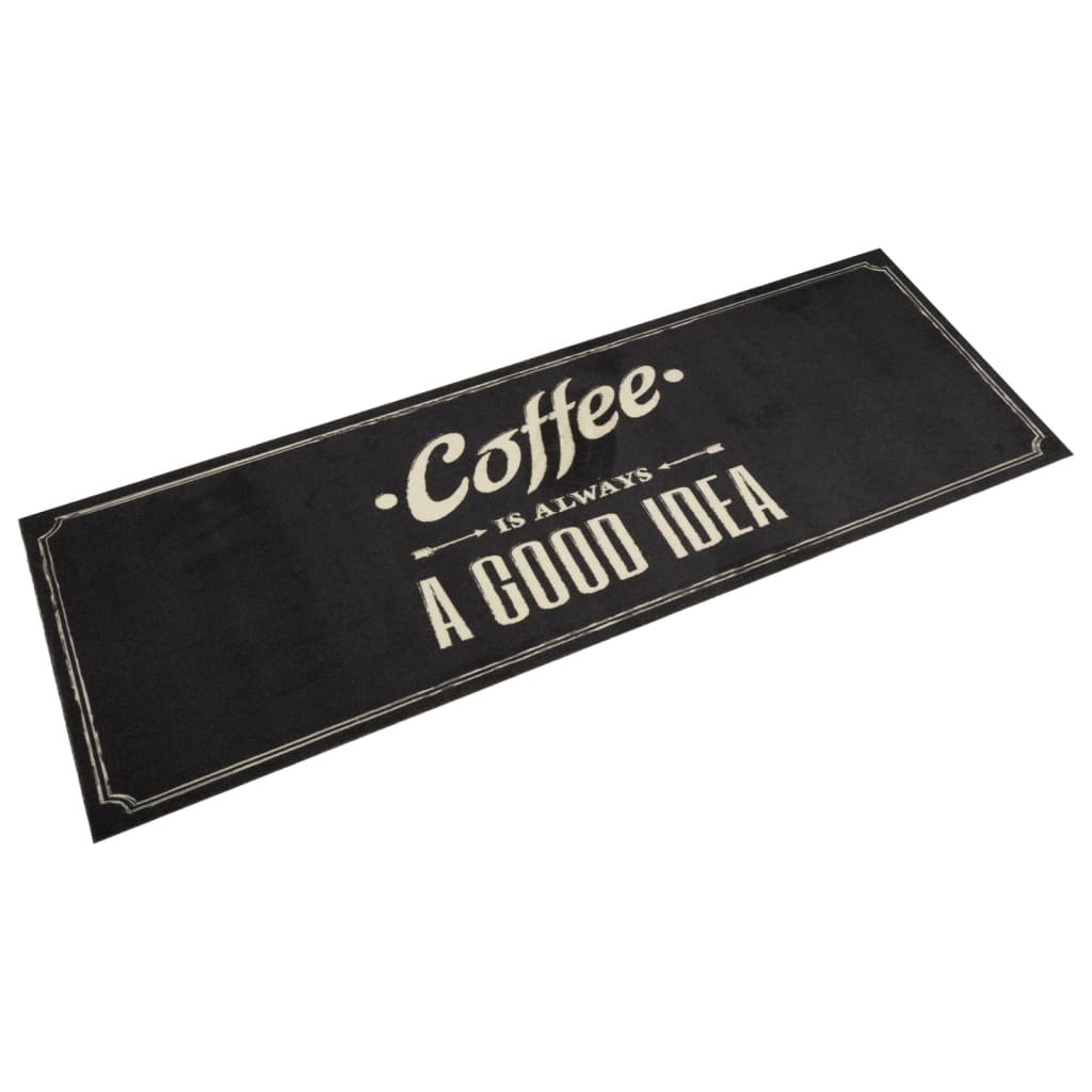 vidaXL Kitchen Rug Washable Coffee Text 60x180 cm Velvet 1