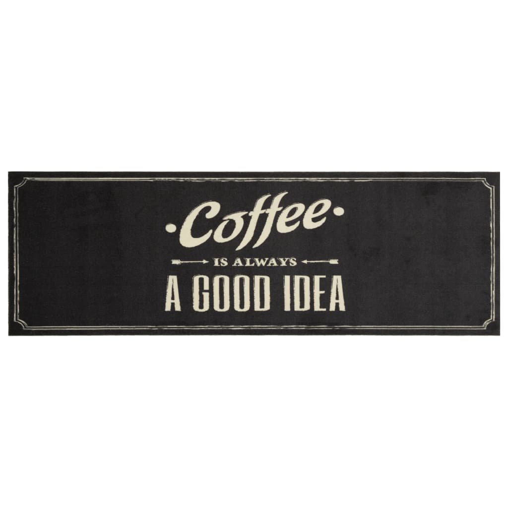 vidaXL Kitchen Rug Washable Coffee Text 60x180 cm Velvet 2
