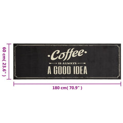 vidaXL Kitchen Rug Washable Coffee Text 60x180 cm Velvet 5