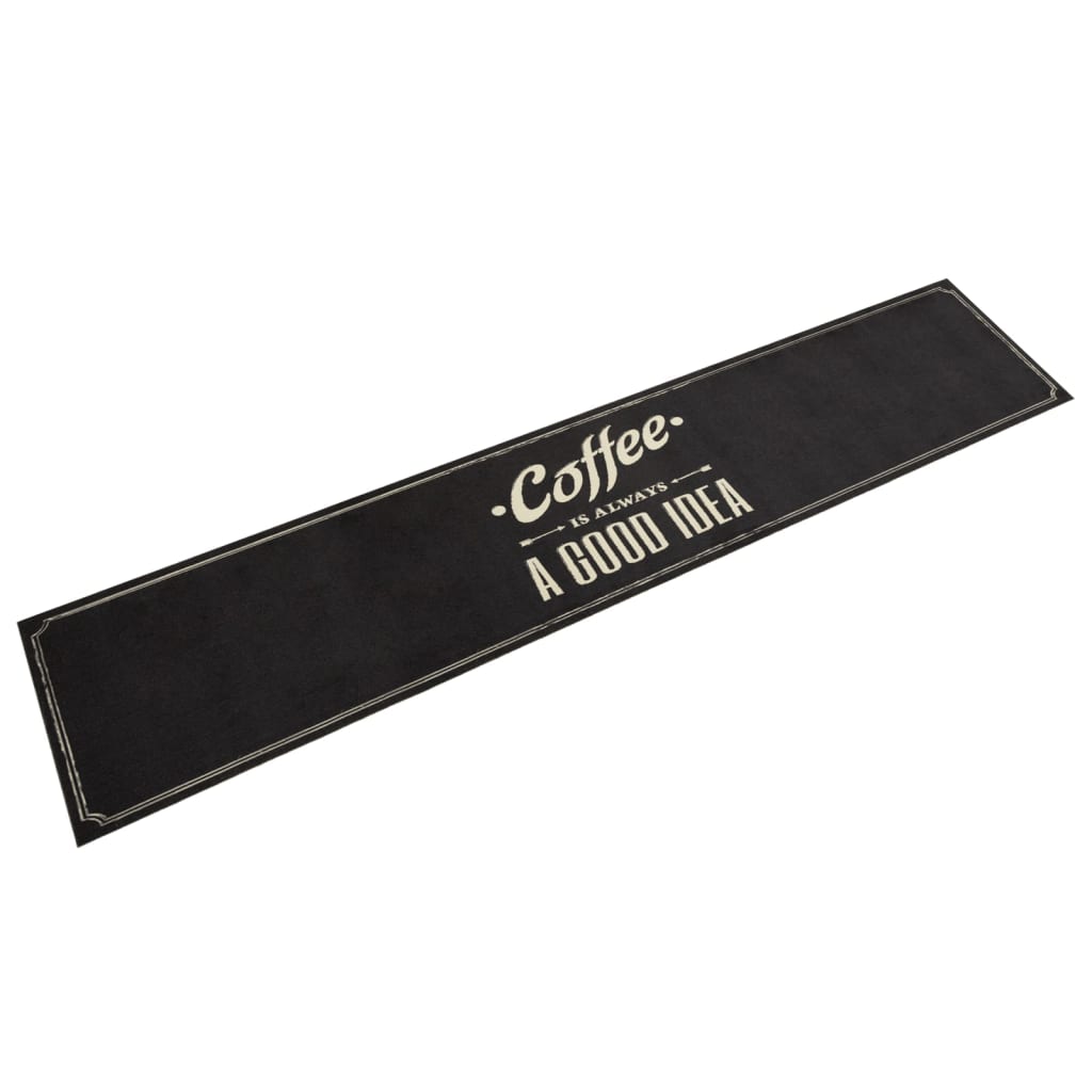 vidaXL Kitchen Rug Washable Coffee Text 60x300 cm Velvet 1