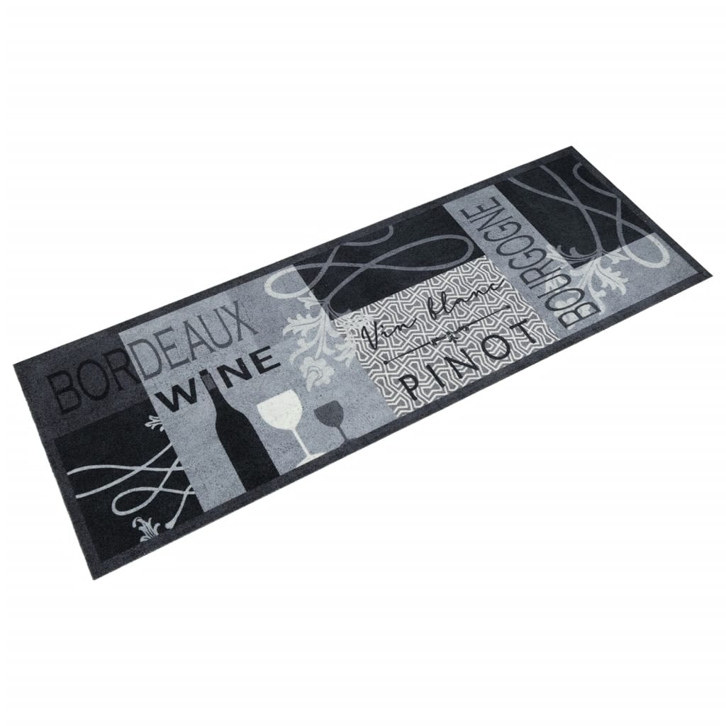 vidaXL Kitchen Rug Washable Wine Grey 60x180 cm Velvet 1