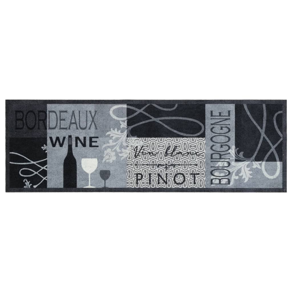 vidaXL Kitchen Rug Washable Wine Grey 60x180 cm Velvet 2