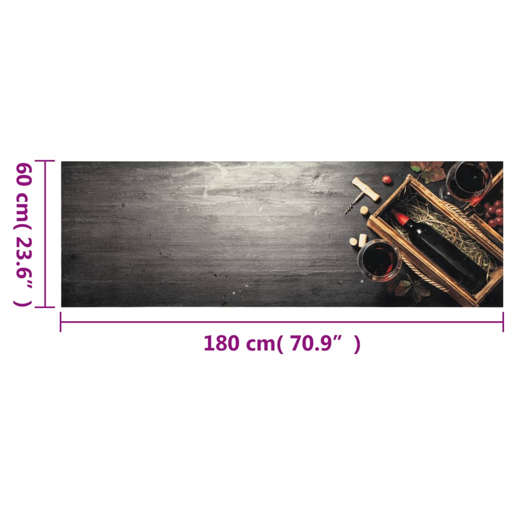 vidaXL Kitchen Rug | Multicolour | Velvet (100% polyamide), Latex | 180x60 cm 5