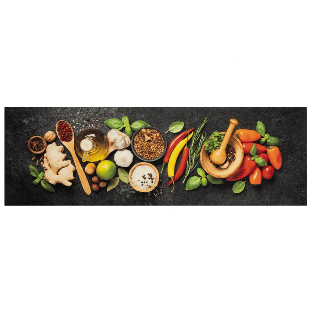 vidaXL Kitchen Rug Washable Spices 60x180 cm Velvet 2