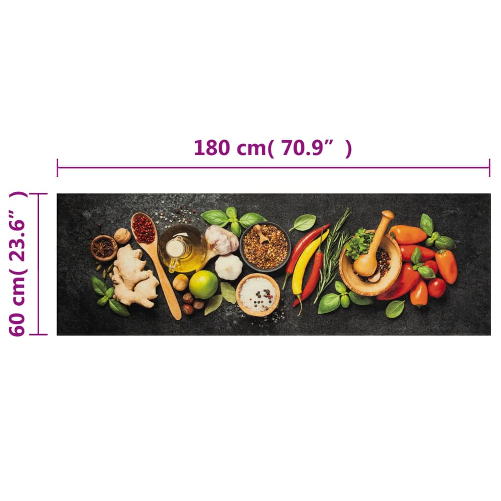 vidaXL Kitchen Rug Washable Spices 60x180 cm Velvet 5