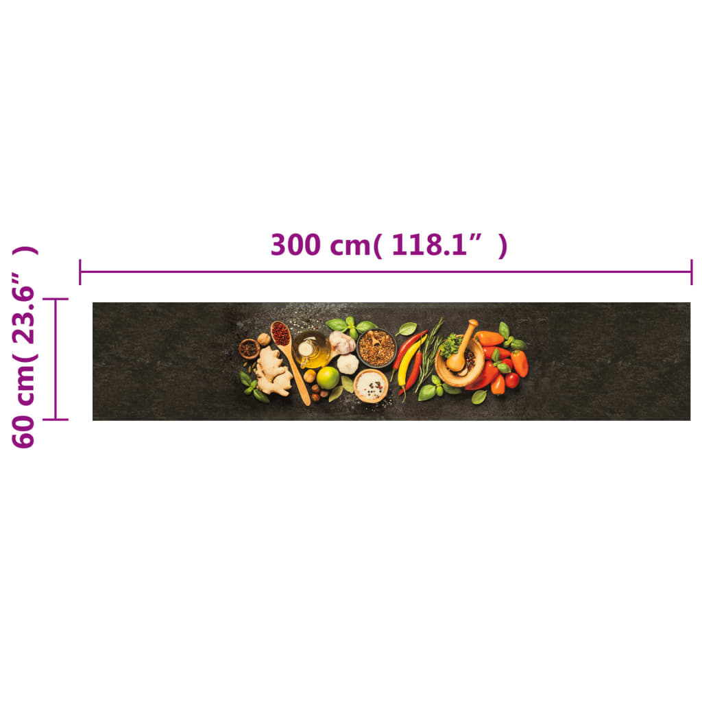 vidaXL Kitchen Rug Washable Spices 60x300 cm Velvet 5