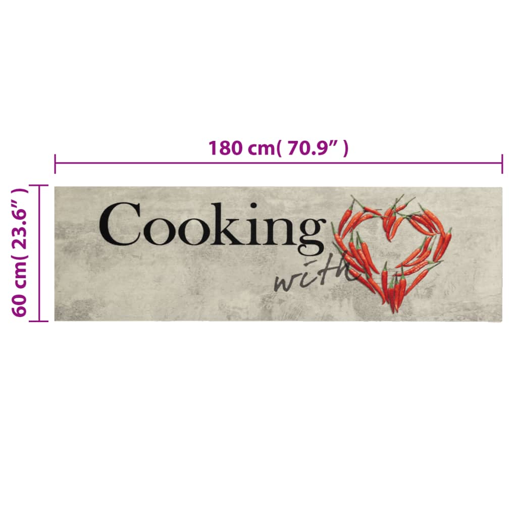 vidaXL Kitchen Rug Washable Peper Cooking 60x180 cm Velvet 5