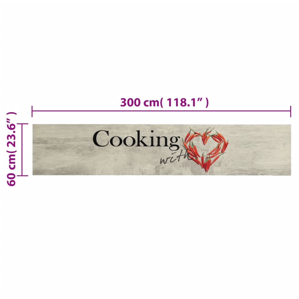 vidaXL Kitchen Rug Washable Peper Cooking 60x300 cm Velvet 5