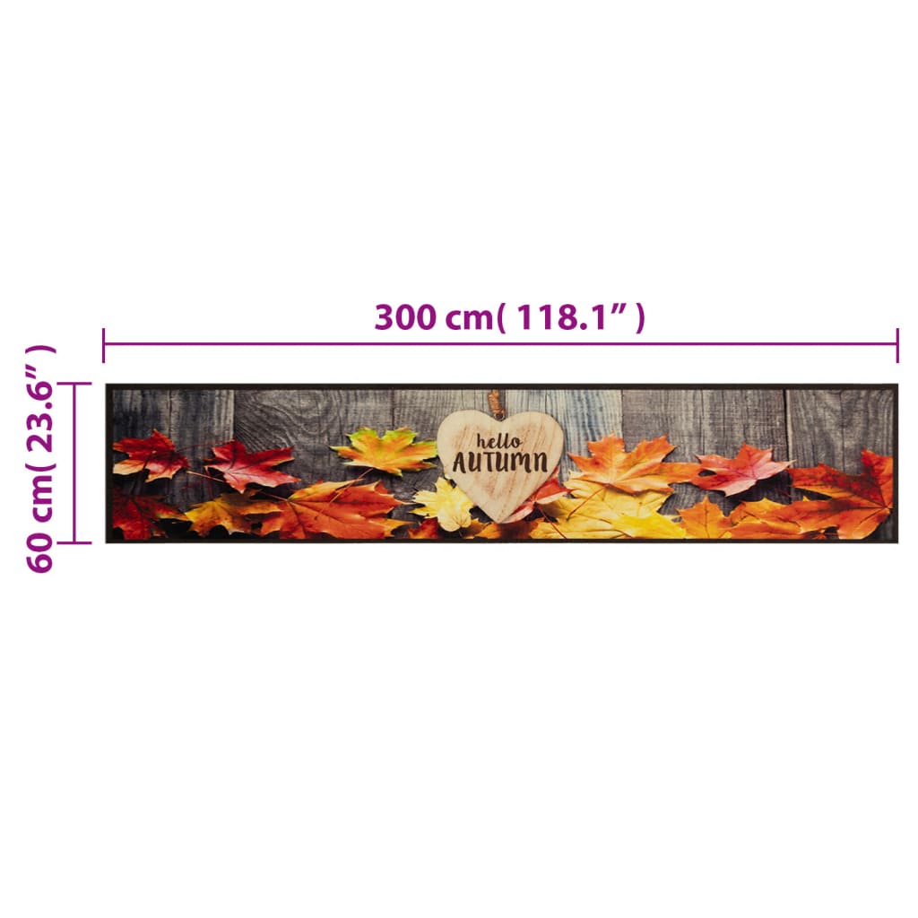 vidaXL Kitchen Rug Washable Autumn 60x300 cm Velvet 5