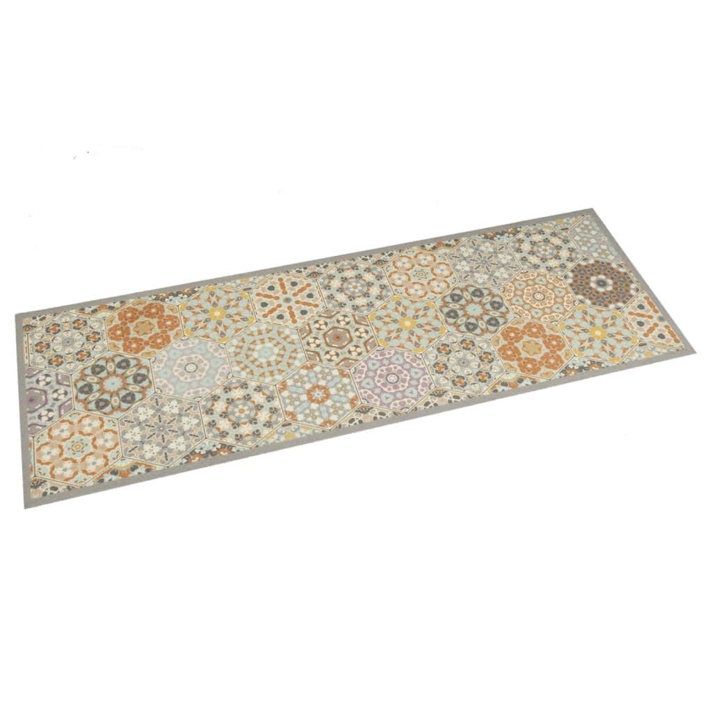 vidaXL Kitchen Rug Washable Hexagon Pastel 60x180 cm Velvet 1