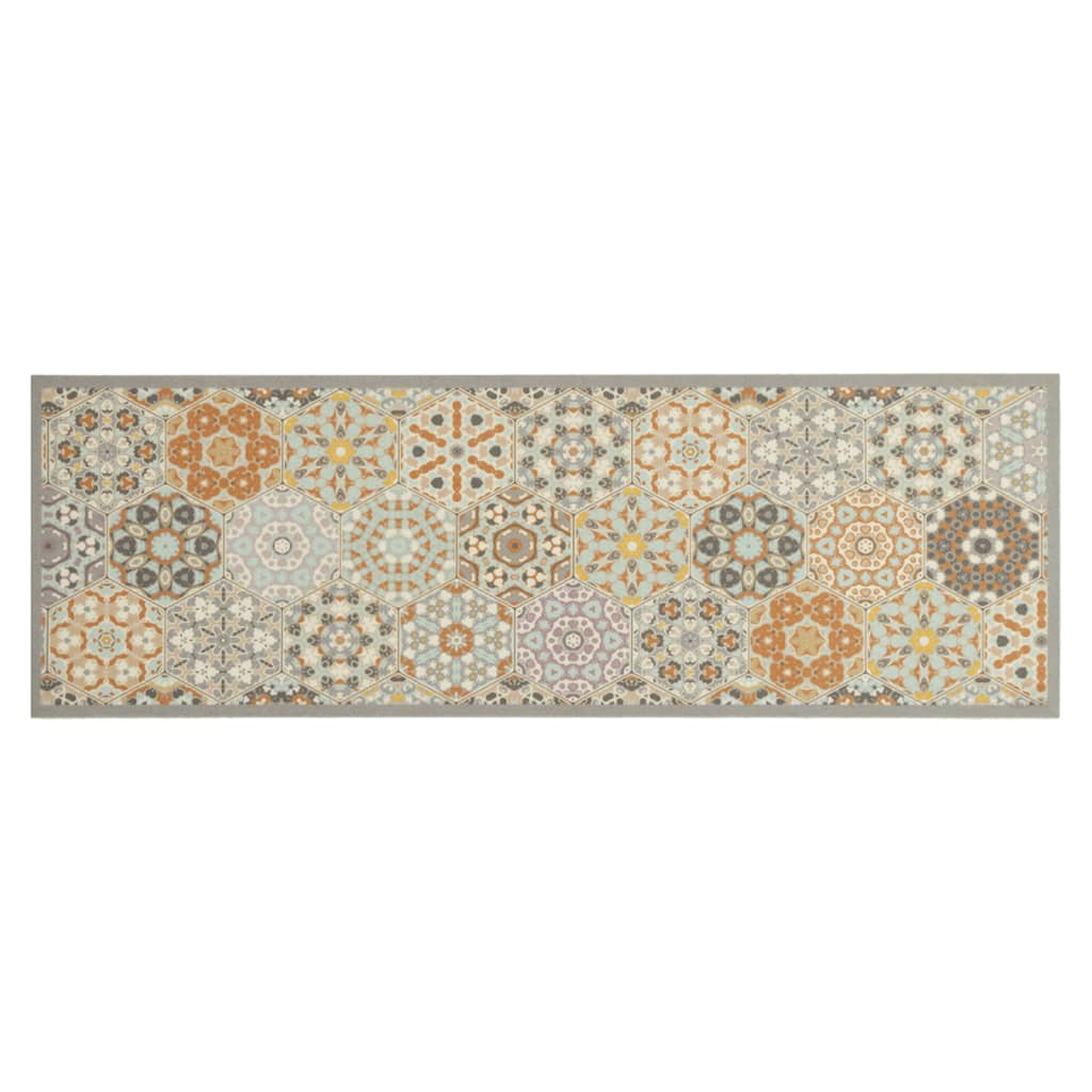 vidaXL Kitchen Rug Washable Hexagon Pastel 60x180 cm Velvet 2