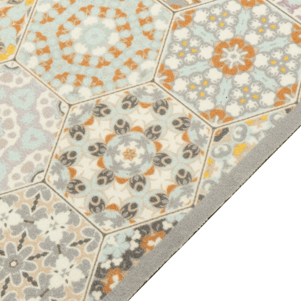 vidaXL Kitchen Rug Washable Hexagon Pastel 60x180 cm Velvet 3