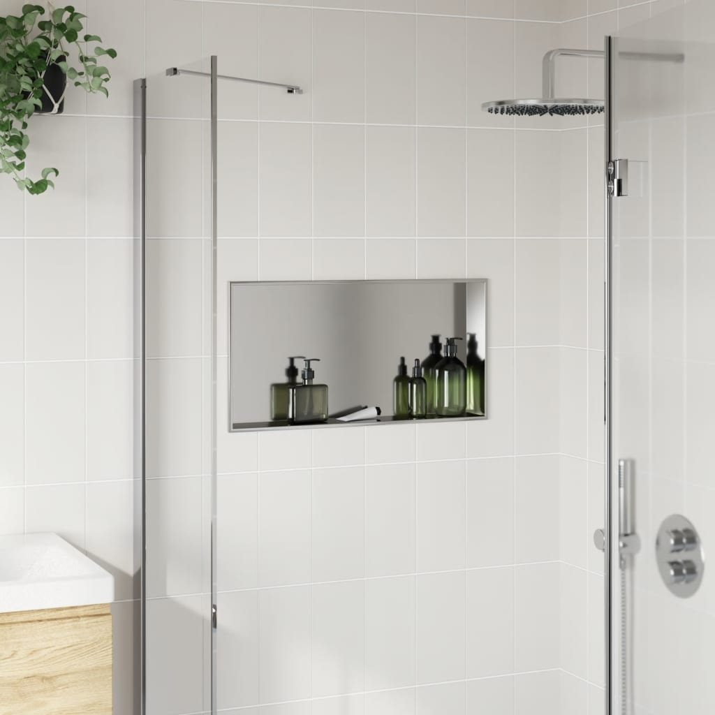 vidaXL Shower Niche Brushed Silver 62x32x9 cm Stainless Steel 3