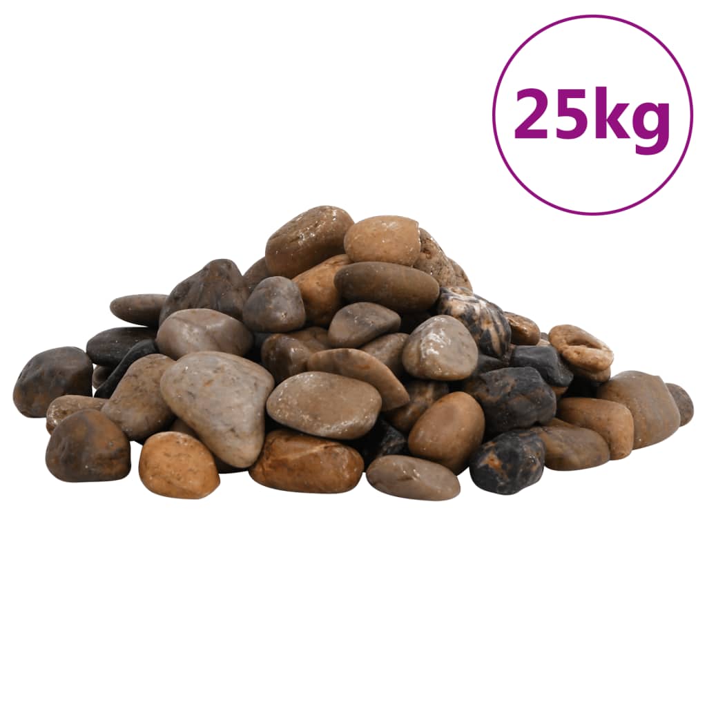 vidaXL Polished Pebbles 25 kg Mixed Colour 2-5 cm 2