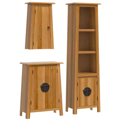 3 Piece Bathroom Furniture Set Solid Wood Pine