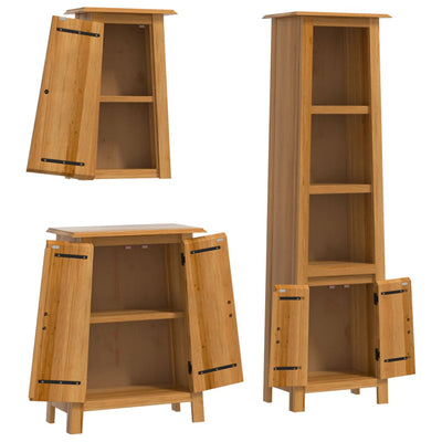 3 Piece Bathroom Furniture Set Solid Wood Pine