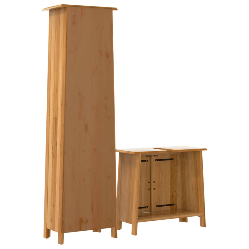 2 Piece Bathroom Furniture Set Solid Wood Pine