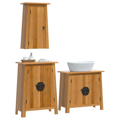 3 Piece Bathroom Furniture Set Solid Wood Pine