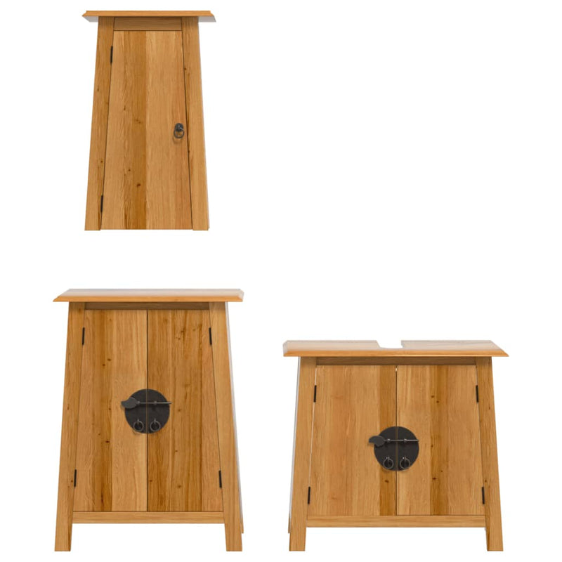 3 Piece Bathroom Furniture Set Solid Wood Pine