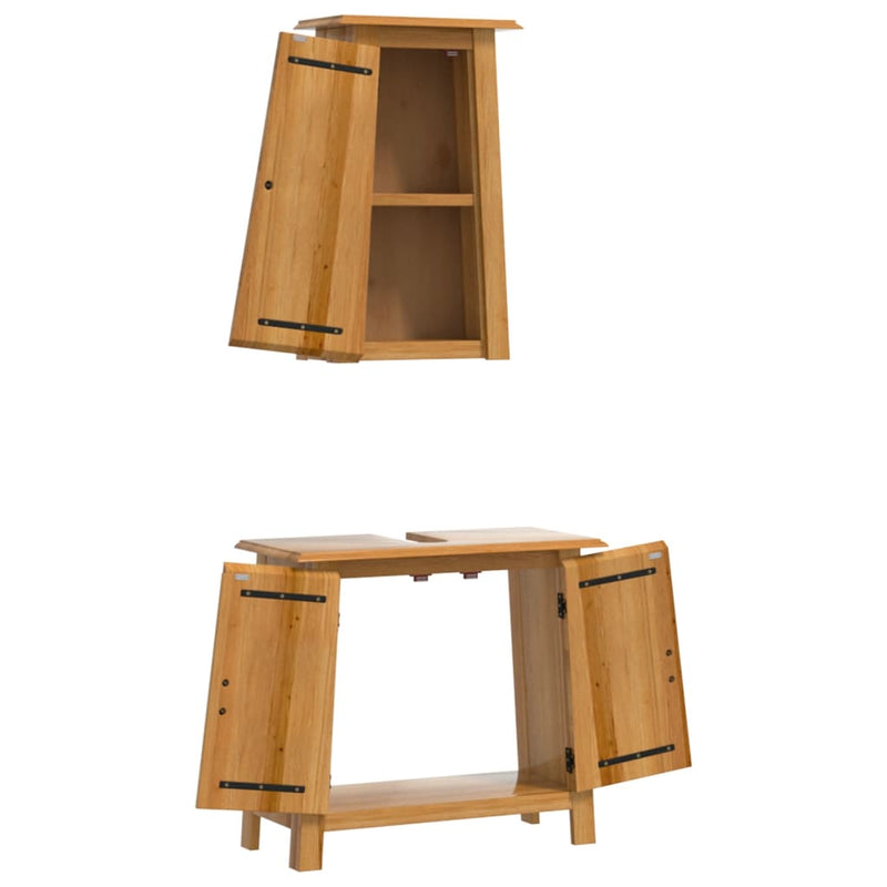 2 Piece Bathroom Furniture Set Solid Wood Pine