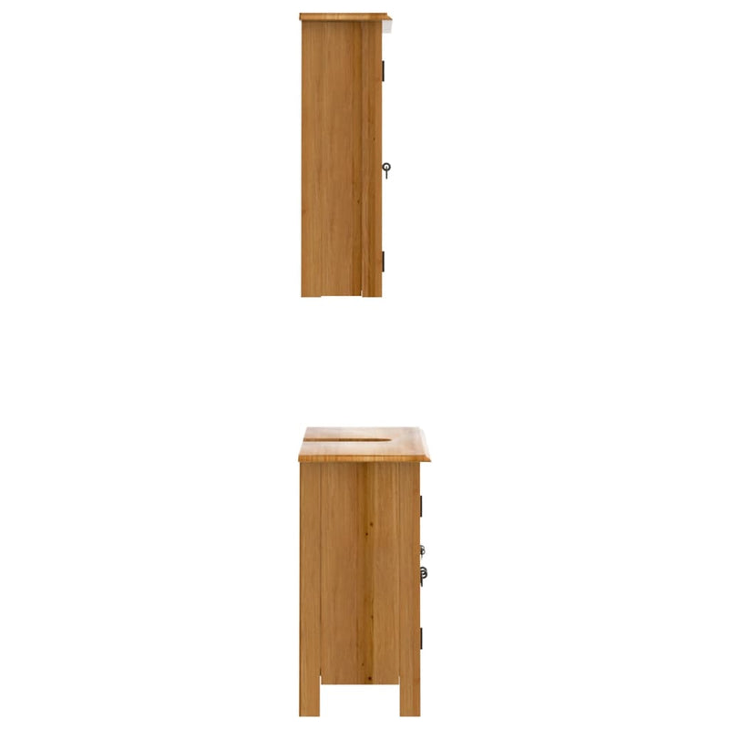 2 Piece Bathroom Furniture Set Solid Wood Pine