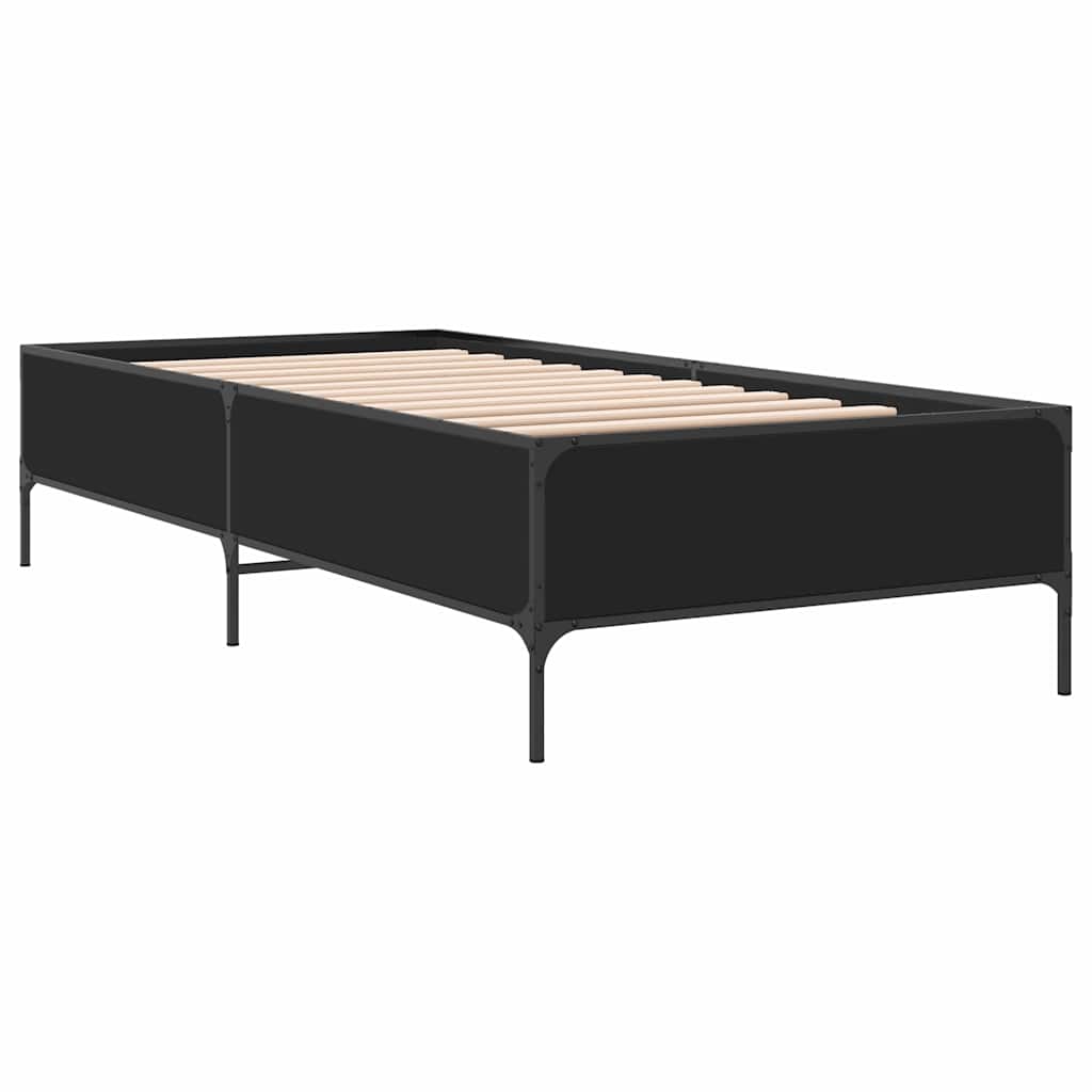 vidaXL Bed Frame without Mattress Black 90x200 cm 6