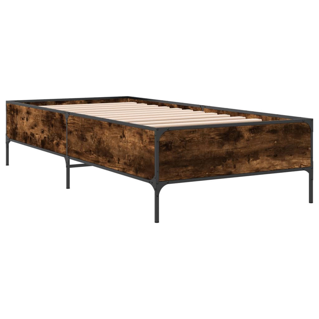 vidaXL Bed Frame without Mattress Smoked Oak 90x190 cm Single 6