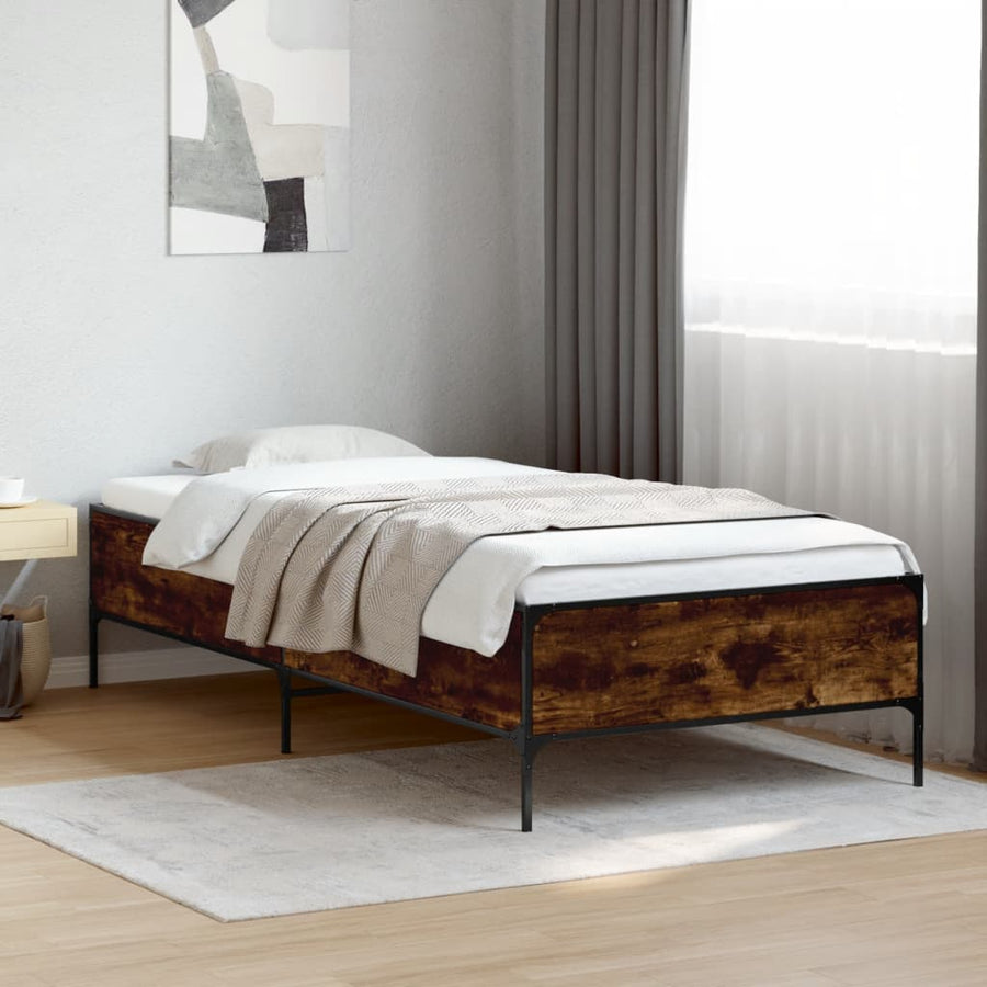 vidaXL Bed Frame without Mattress Smoked Oak 90x190 cm Single 1
