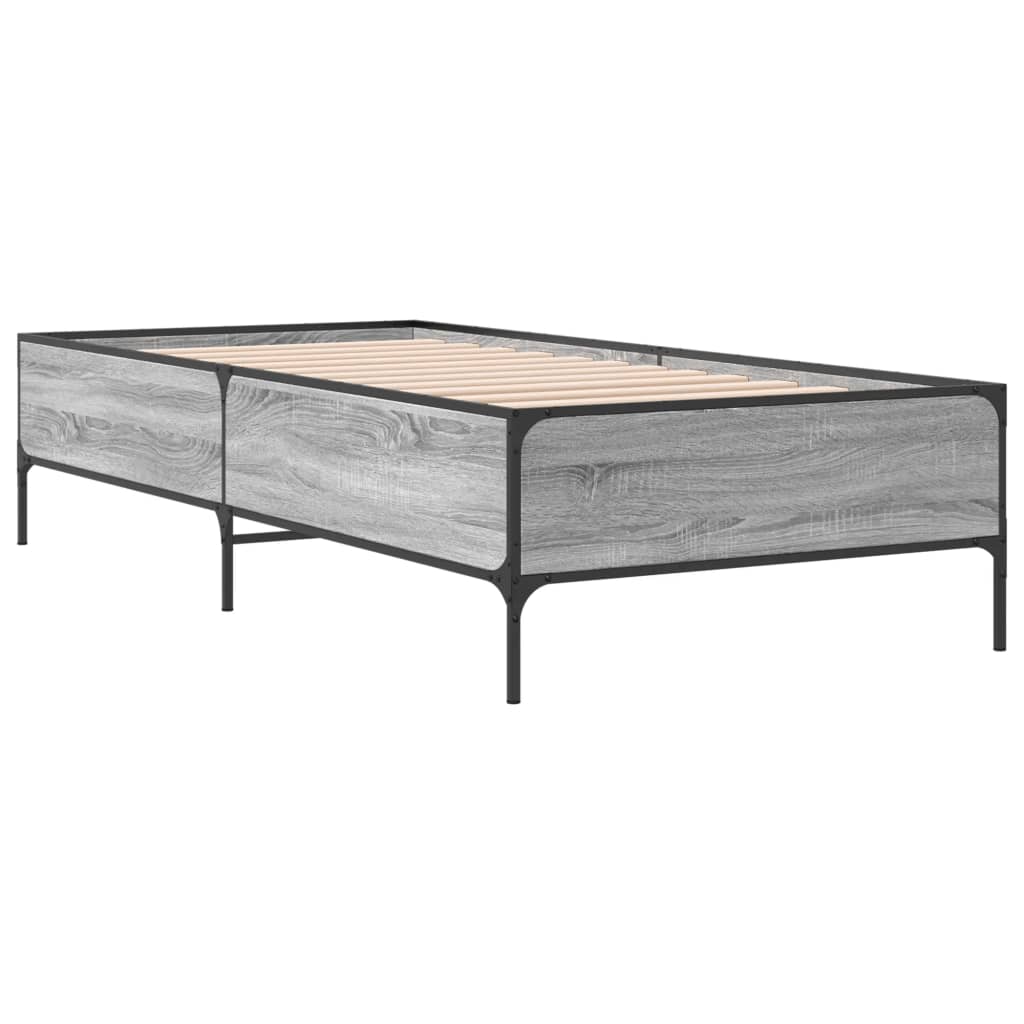 vidaXL Bed Frame without Mattress Grey Sonoma 90x190 cm Single 3