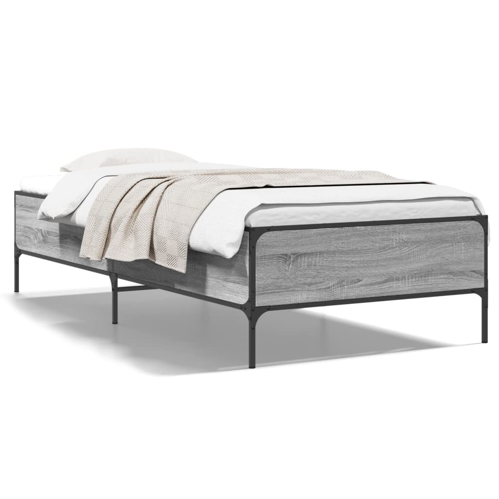 vidaXL Bed Frame without Mattress Grey Sonoma 75x190 cm Small Single 2