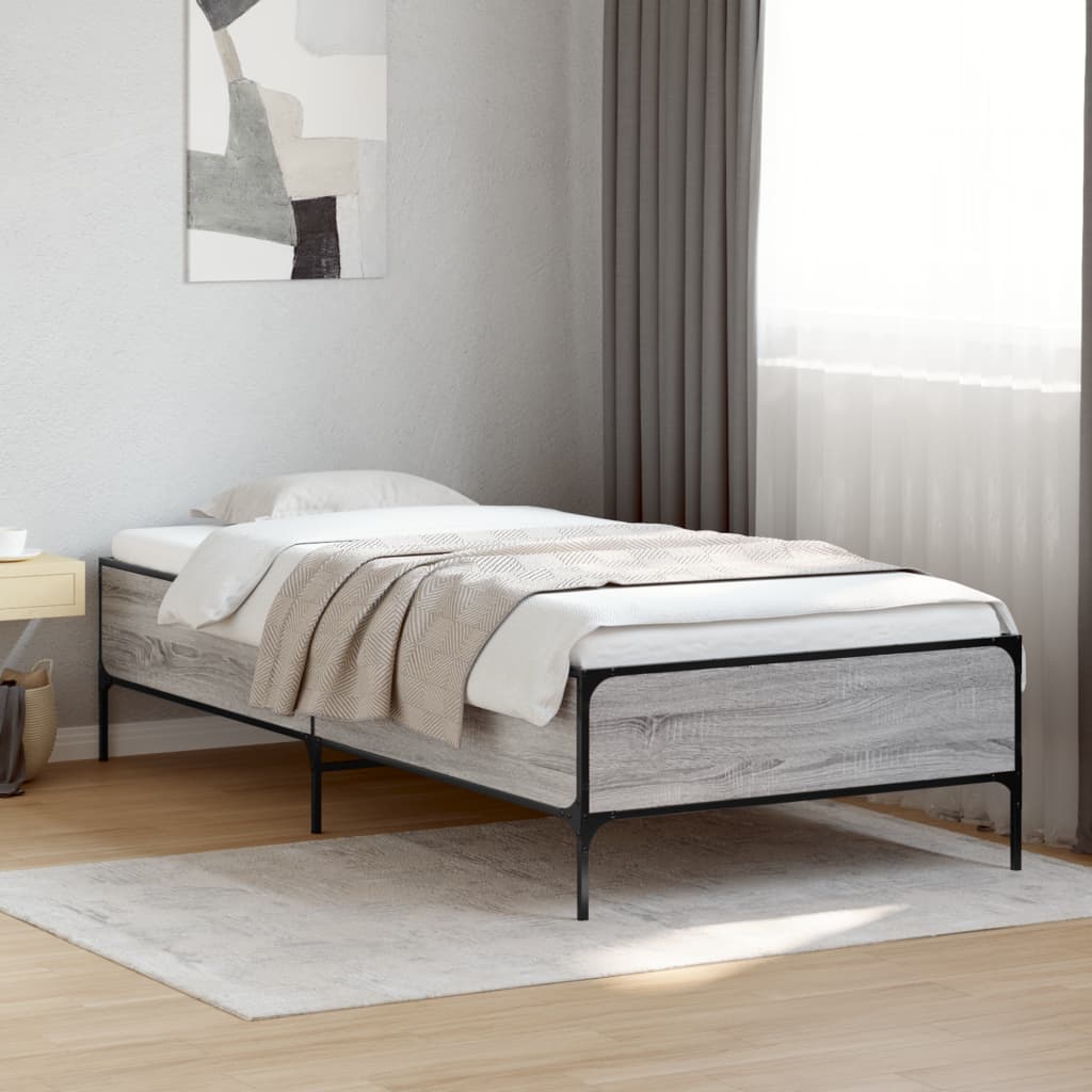 vidaXL Bed Frame without Mattress Grey Sonoma 75x190 cm Small Single 1
