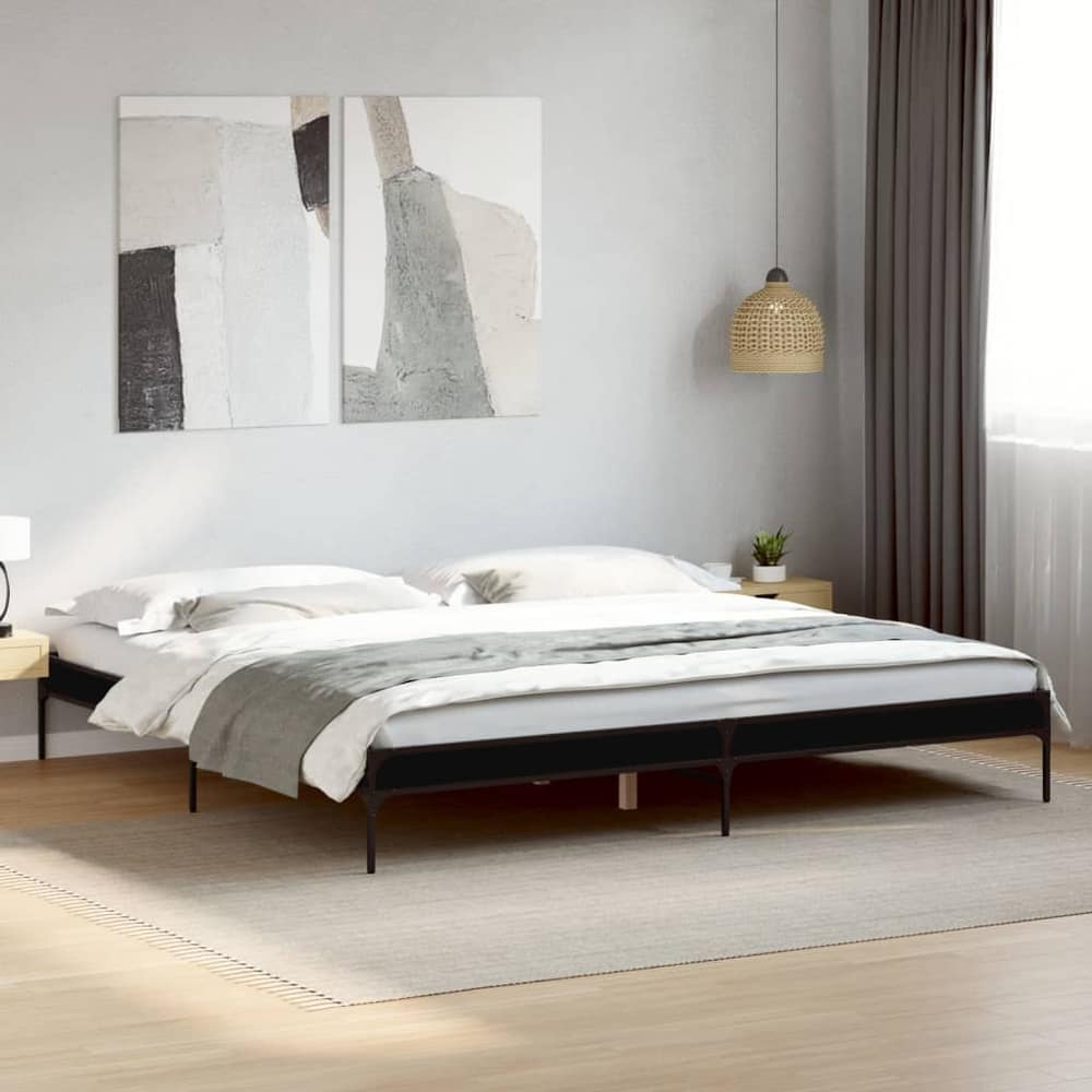 Bed Frame without Mattress Height 30 cm Length 200 cm Black 200 cm