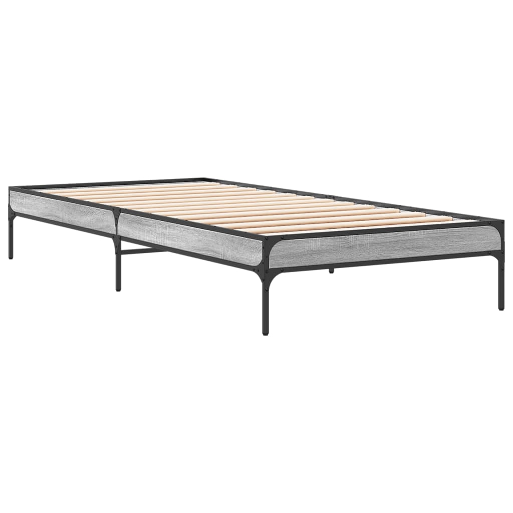Bed Frame without Mattress Height 30 cm Length 200 cm Grey Sonoma 90 cm