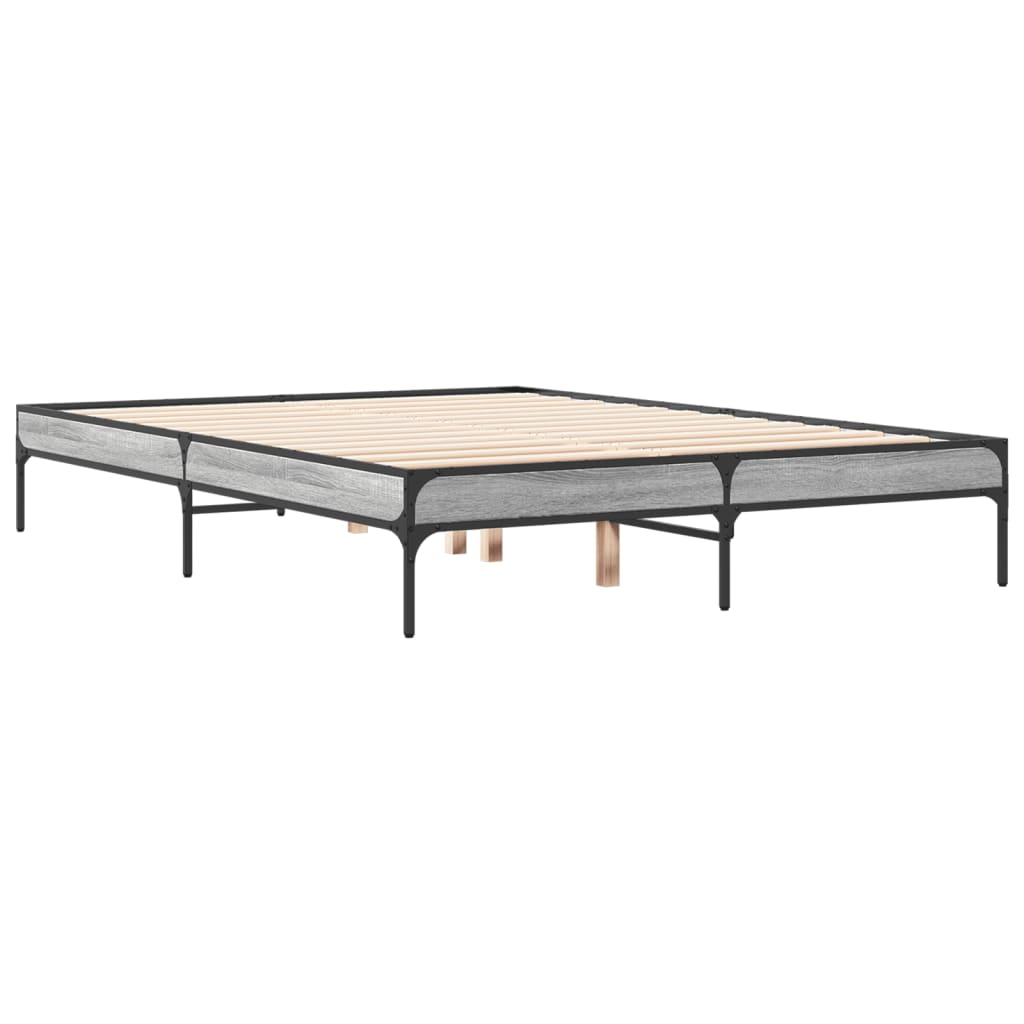 Bed Frame without Mattress Height 30 cm Length 190 cm Grey Sonoma 135 cm