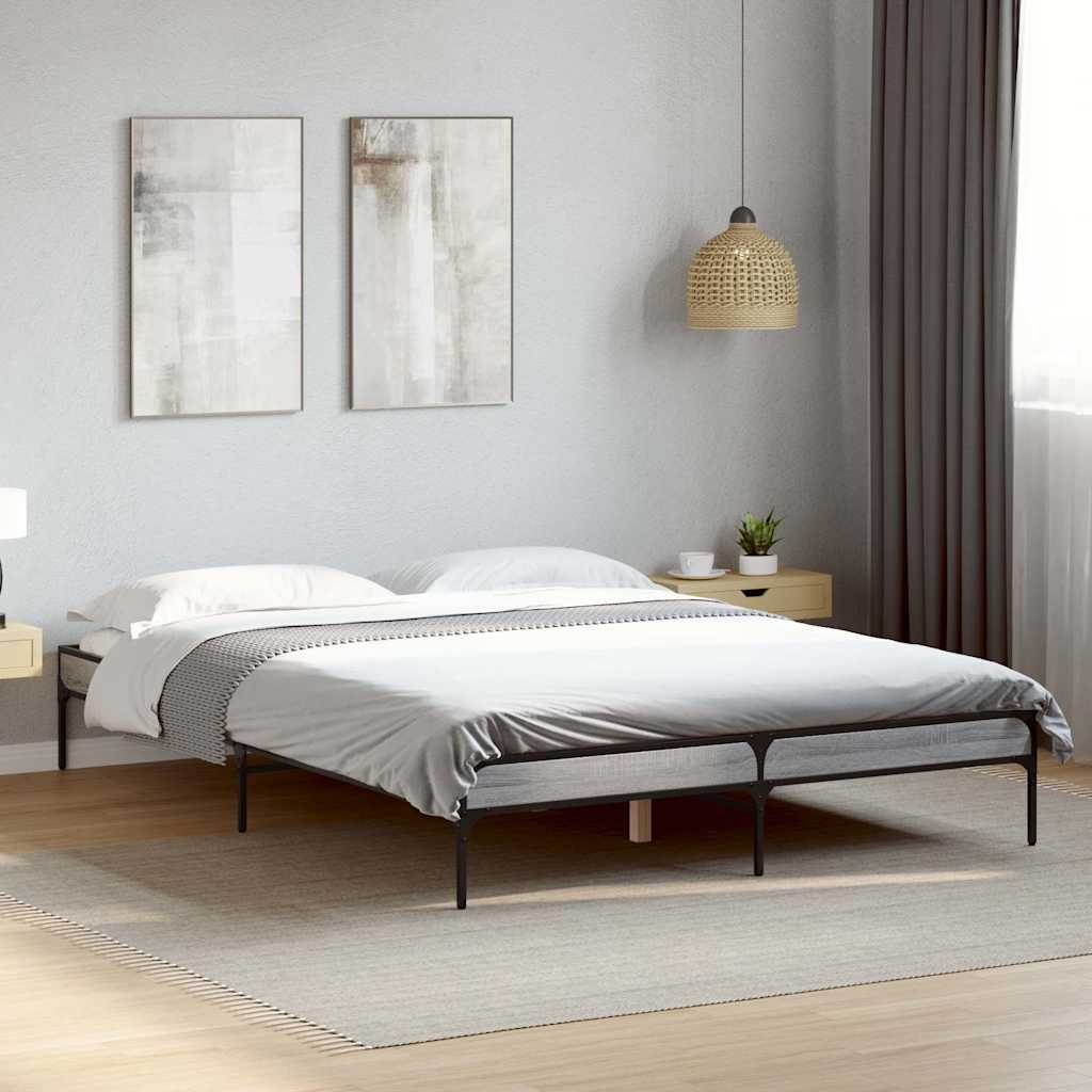 Bed Frame without Mattress Height 30 cm Length 190 cm Grey Sonoma 120 cm