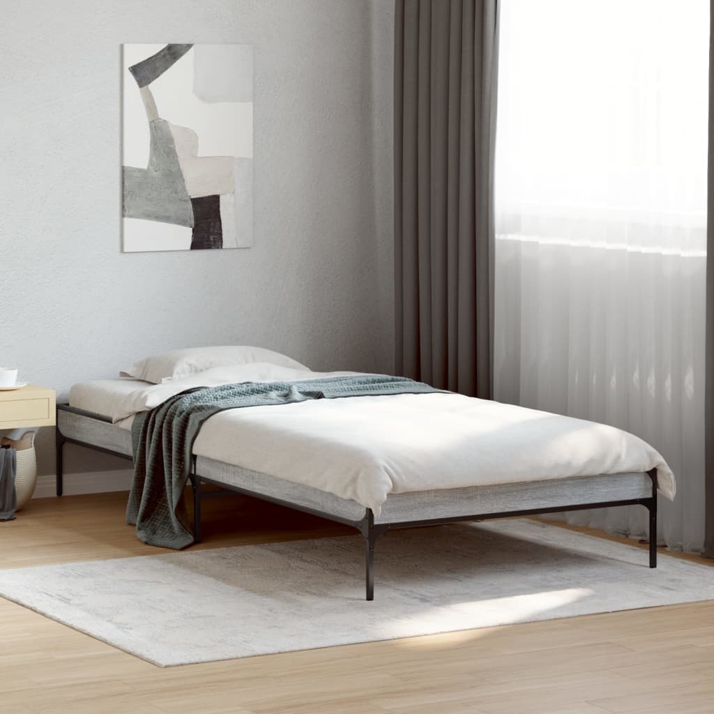 Bed Frame without Mattress Height 30 cm Length 190 cm Grey Sonoma 90 cm